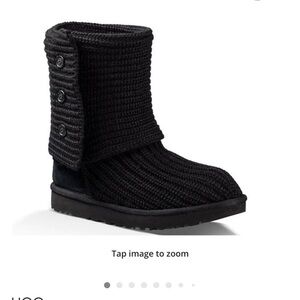 UGG Black Knit ribbed Button Boot. NIB 
 sz 7